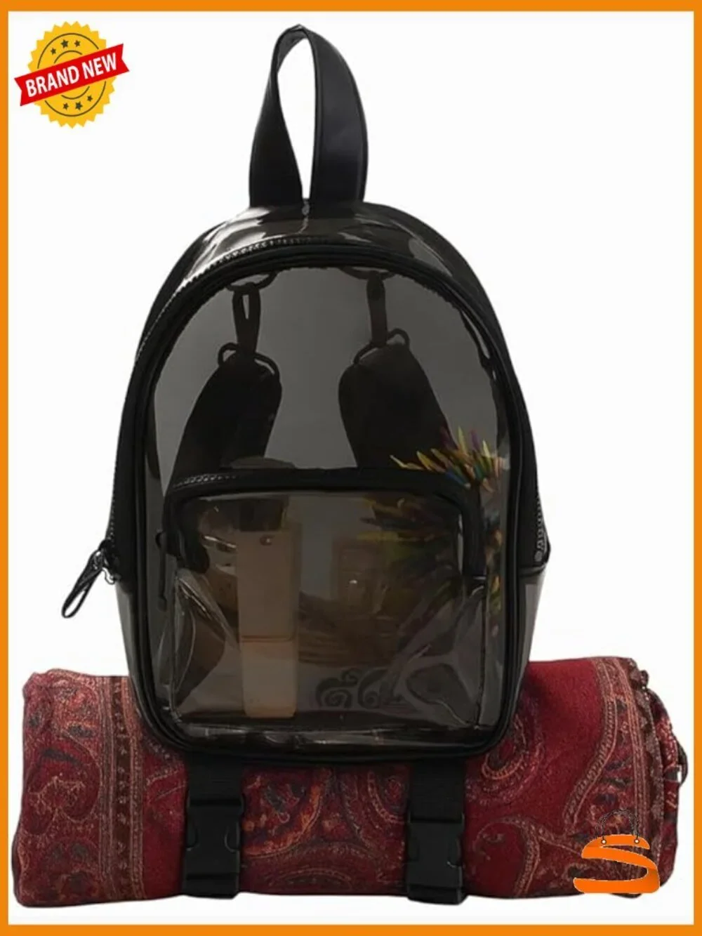 Clear Mini Backpack with Convertible Straps Anti-Theft TPU Stadium Approved
